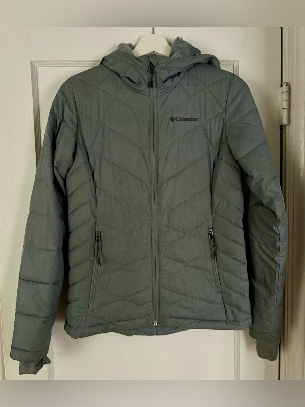Women’s Columbia Omni-Heat Heavenly Hooded Jacket Size XS, City Gray